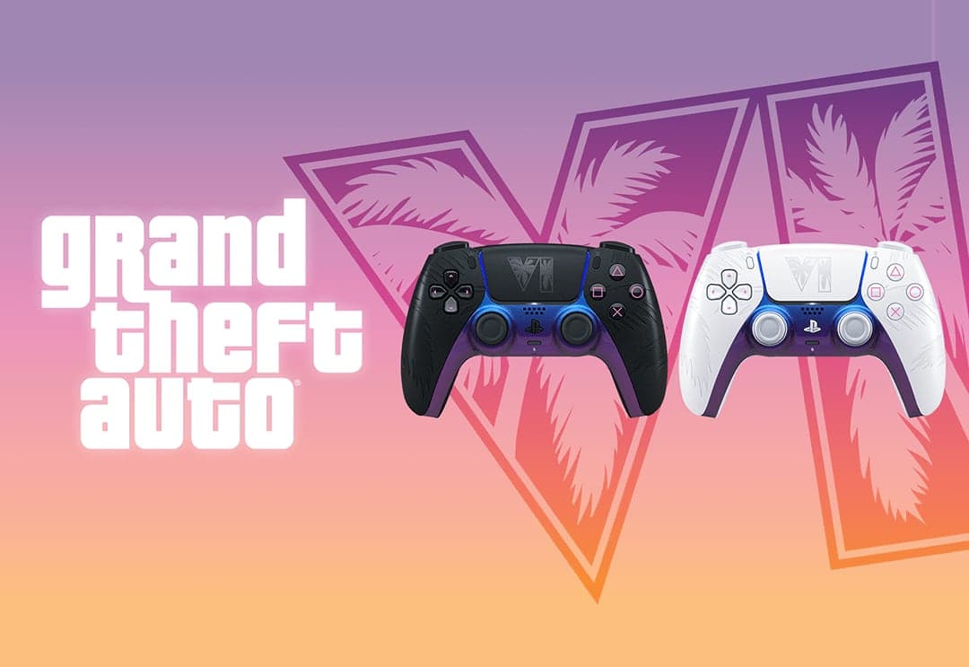 GTA 6 temalı siyah ve beyaz DualSense kollar